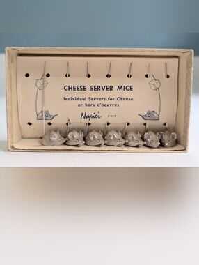 Vintage Napier #604 Cheese Mice Picks Set 7 In Box 1 Missing